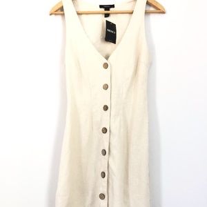 Forever 21 Linen Khaki Button Up Shift Dress
